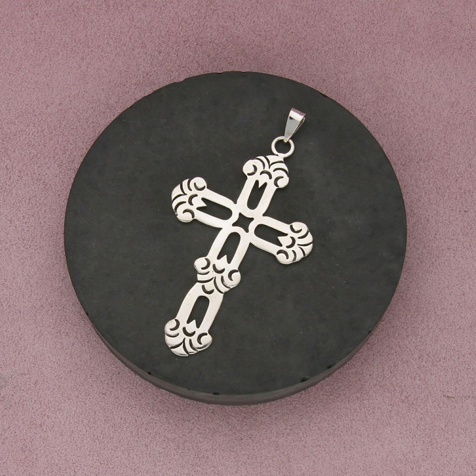 Sterling Silver taxco mexico sterling silver large cross pendant Size ONE SIZE - 1 Thumbnail