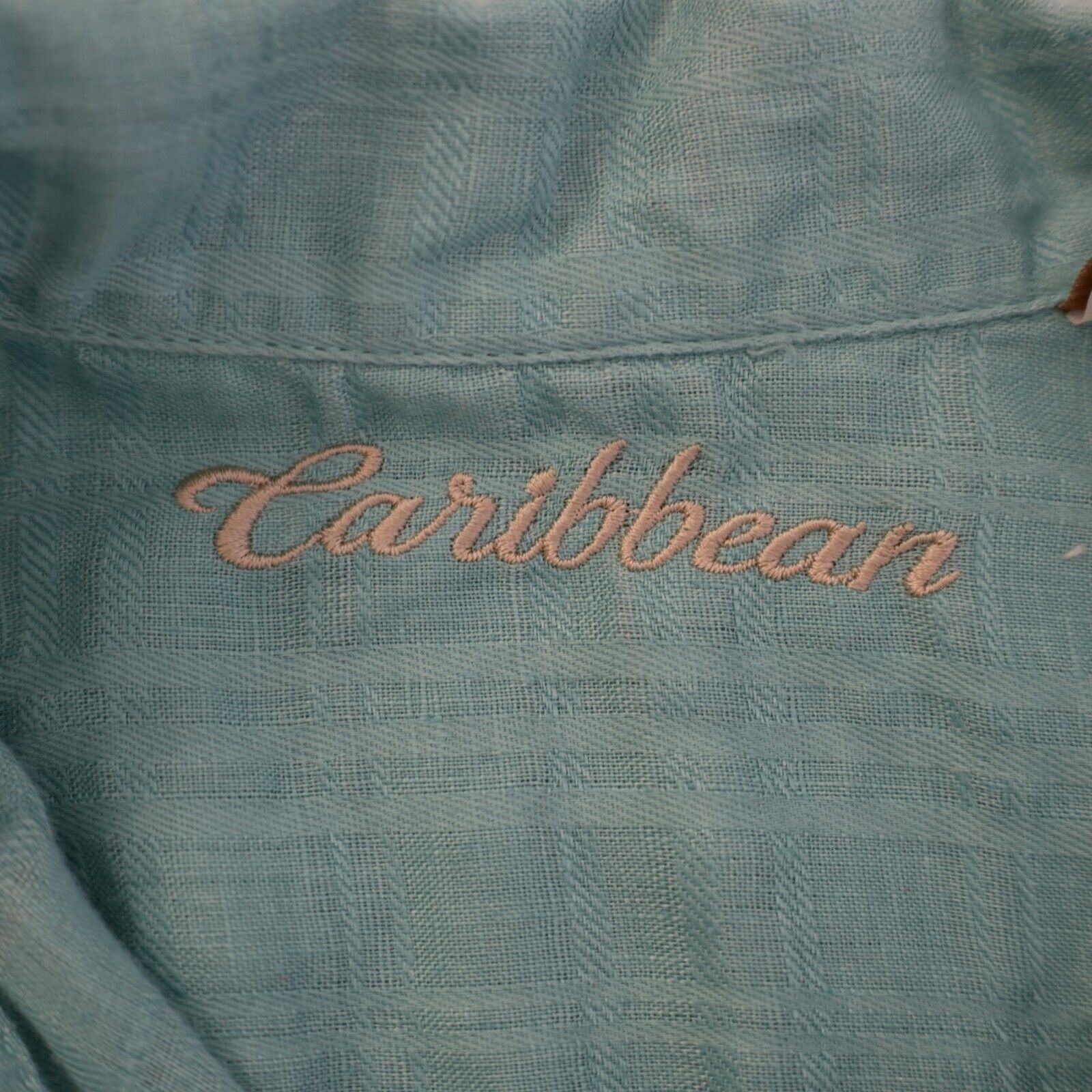 Designer Caribbean Green Linen Cotton Pocket Front Large Collared Haw Size US L / EU 52-54 / 3 - 8 Thumbnail