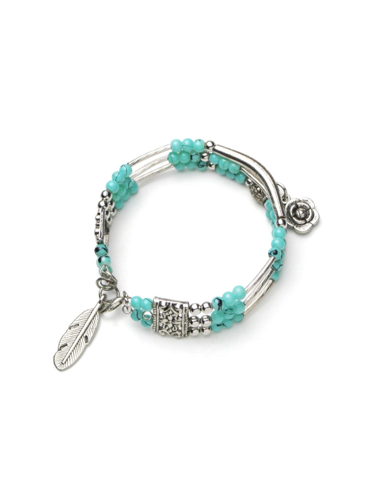 Vintage 2000S JAPANESE MADE GARDEN SOUL FEATHER TURQUOISE BRACELET Size ONE SIZE - 1 Thumbnail