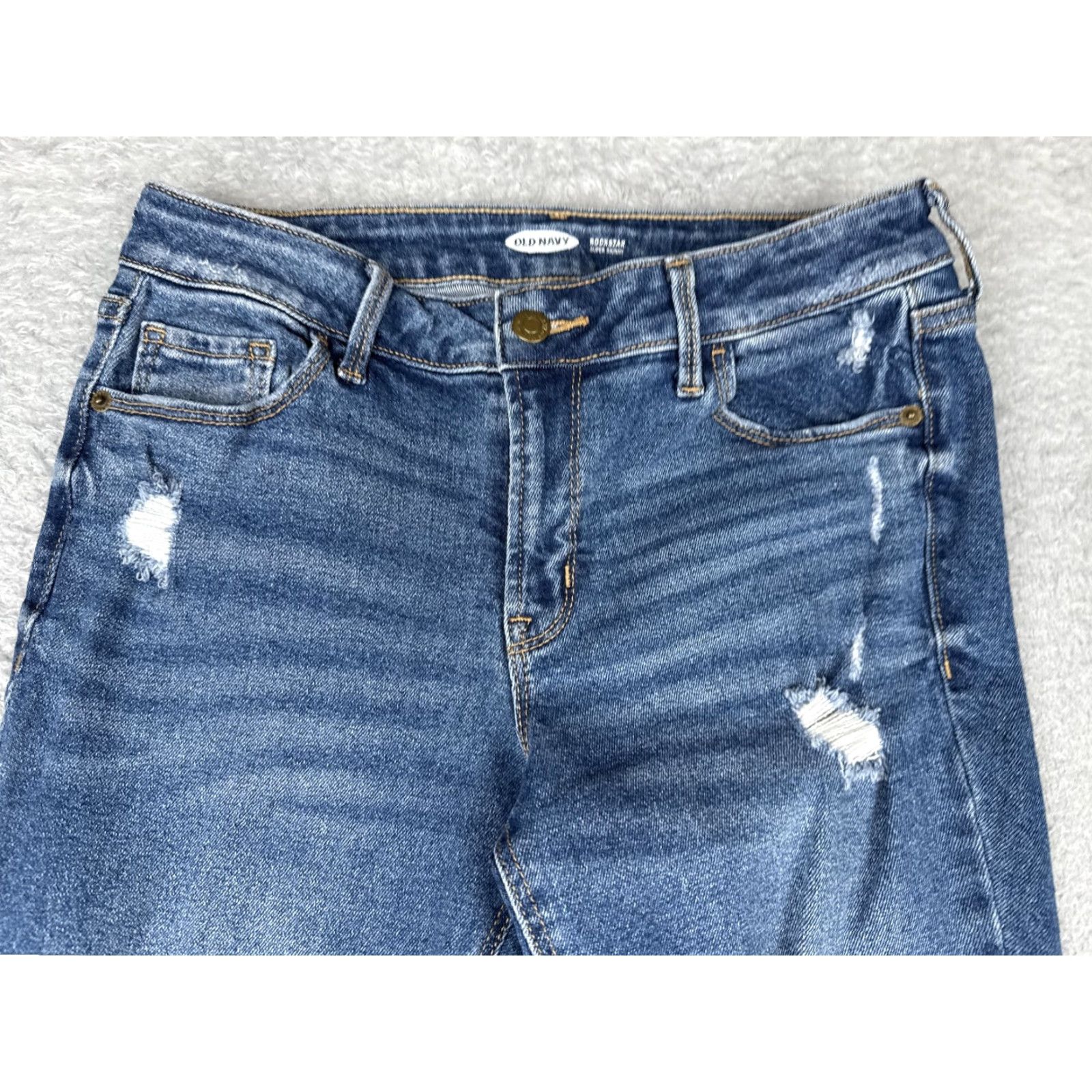Old Navy Old Navy Jeans Women 4 Rockstar Super Skinny Distressed Stretch Denim Blue 27x29 Size 27" / US 4 / IT 40 - 4 Thumbnail
