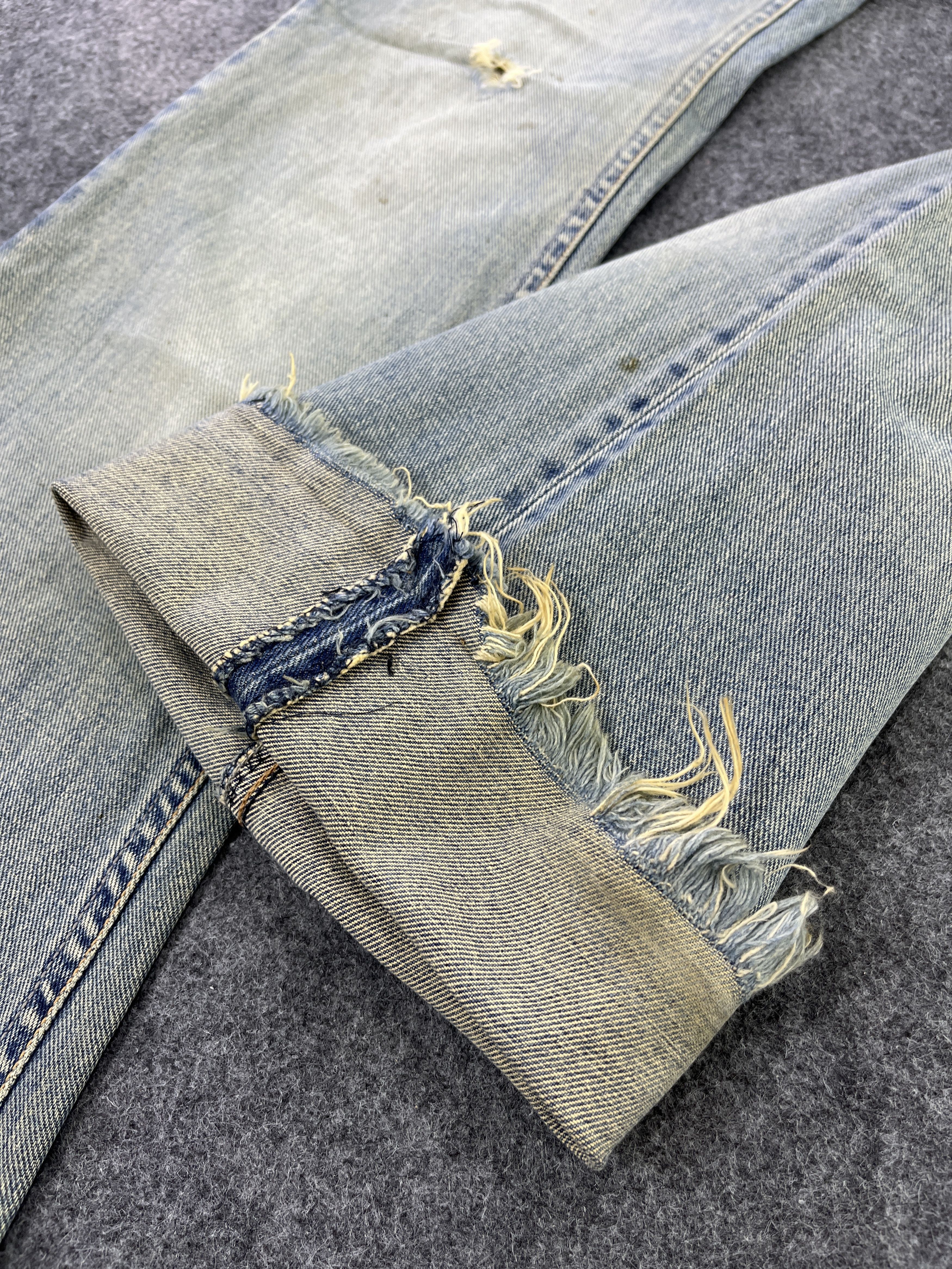 Japanese Brand G Jon Distressed Jeans Flare Denim - J945 Size 29" - 14 Thumbnail