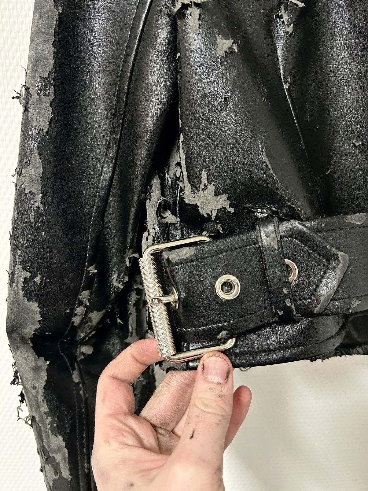 Balenciaga 2017 1/1 Sample Distressed Leather Biker Jacket Size US XS / EU 42 / 0 - 9 Thumbnail