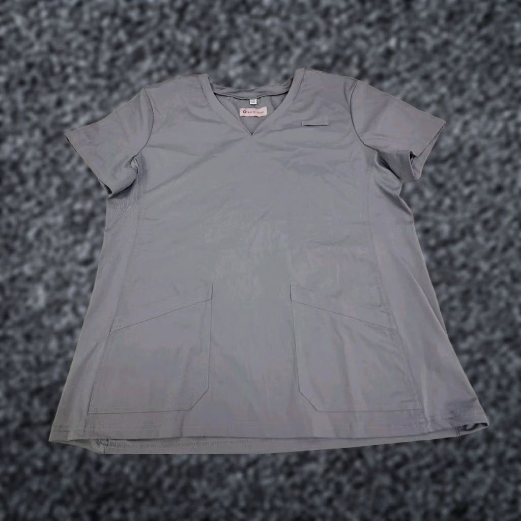 Vintage NWT White Cross Womens Scrub Top Short Sleeve V Neck Grey L Size L / US 10 / IT 46 - 1 Thumbnail