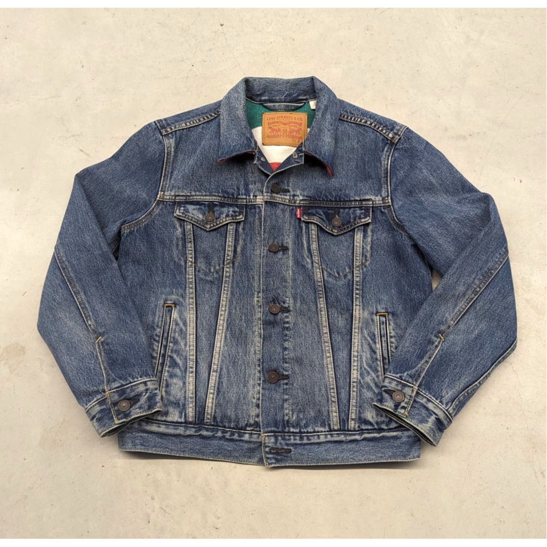 image of Hudsons Bay Blanket Lined Denim Jean Jacket Reissue in Blue, Men's (Size Small)