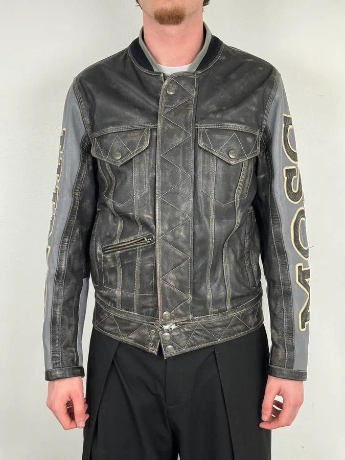 Moschino AW2020 Moschino Faded Leather Trucker Bomber Grey Jacket Size US M / EU 48-50 / 2 - 2 Thumbnail