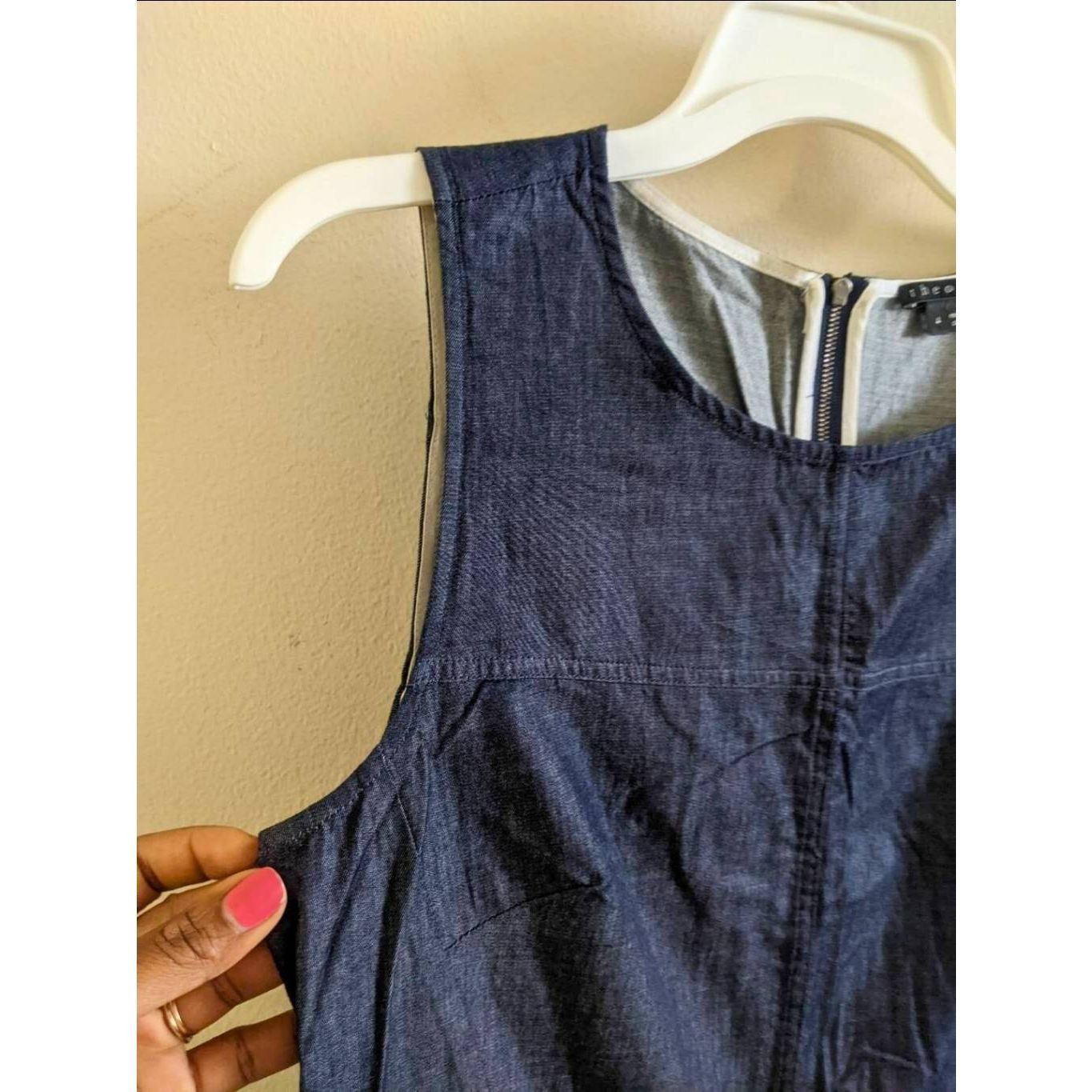 Theory Theory Women’s Denim Romper Size 4 Dark Blue Sleeveless Cott Size 27" / US 4 / IT 40 - 7 Thumbnail