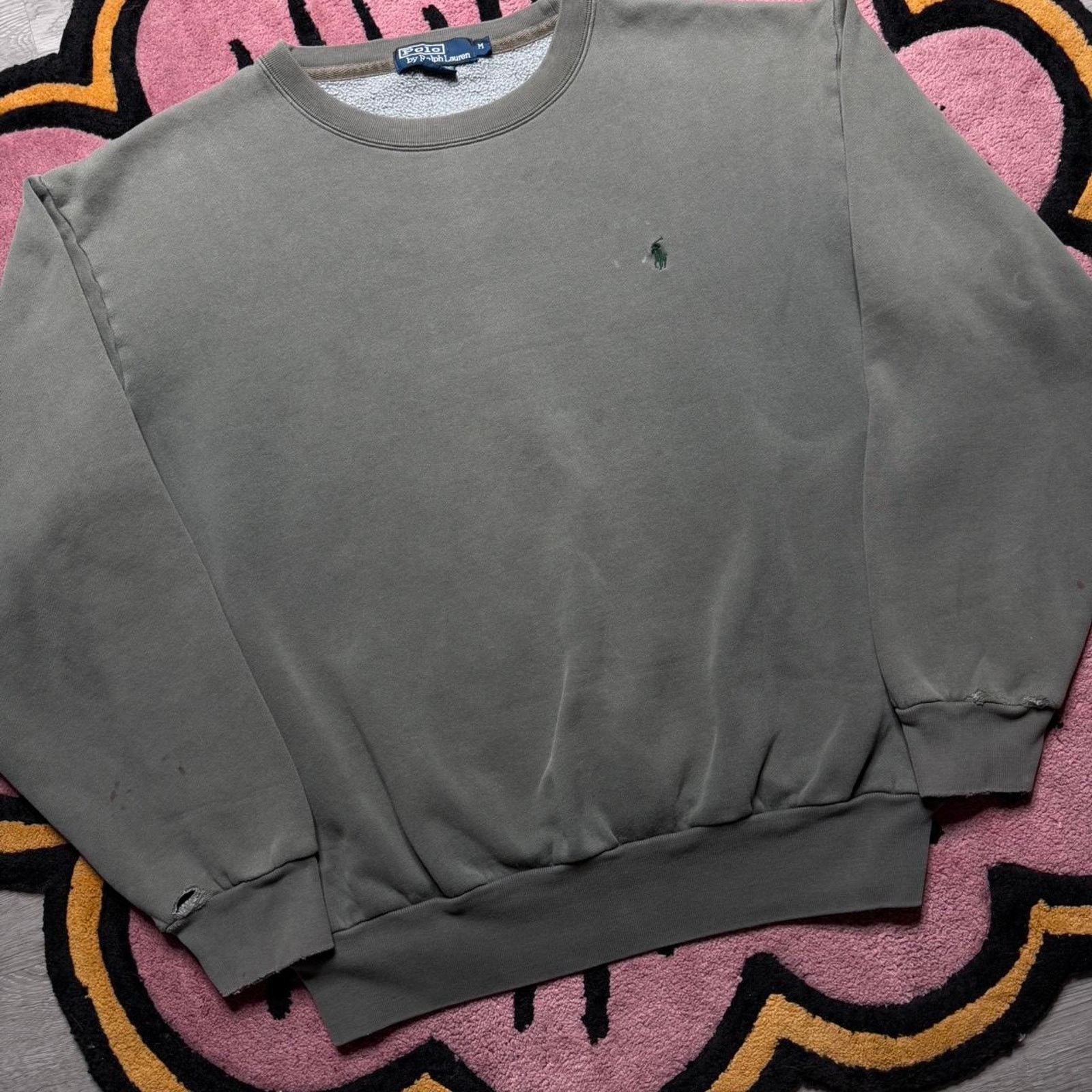 Polo Ralph Lauren × Ralph Lauren × Vintage Vintage 90’s Polo Ralph Lauren Distressed Logo Sweatshirt Size US M / EU 48-50 / 2 - 2 Thumbnail