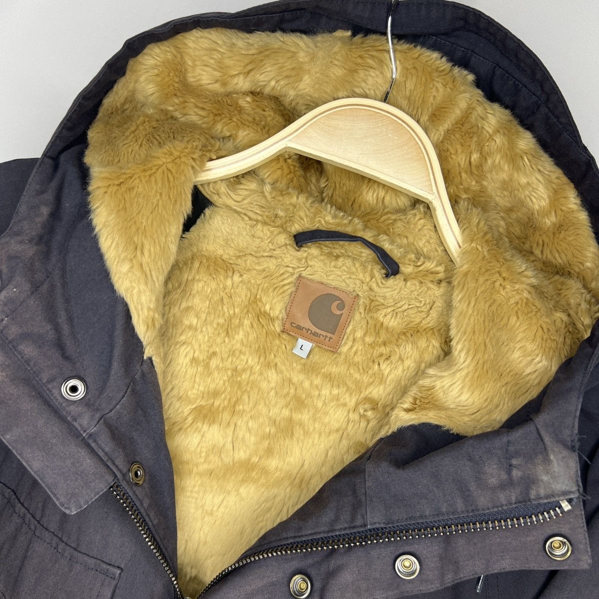 Carhartt × Carhartt Wip × Vintage Carhartt WIP Mentley Winter Parka Fur Coat Vintage Navy Size US M / EU 48-50 / 2 - 2 Thumbnail