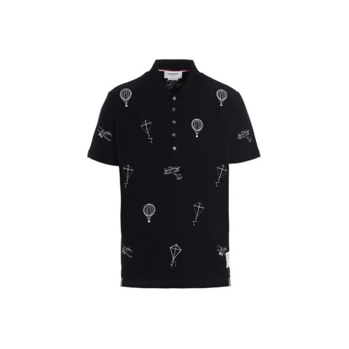 Thom Browne Thom Browne Navy Graphic Short Sleeve Polo Size US M / EU 48-50 / 2 - 1 Thumbnail