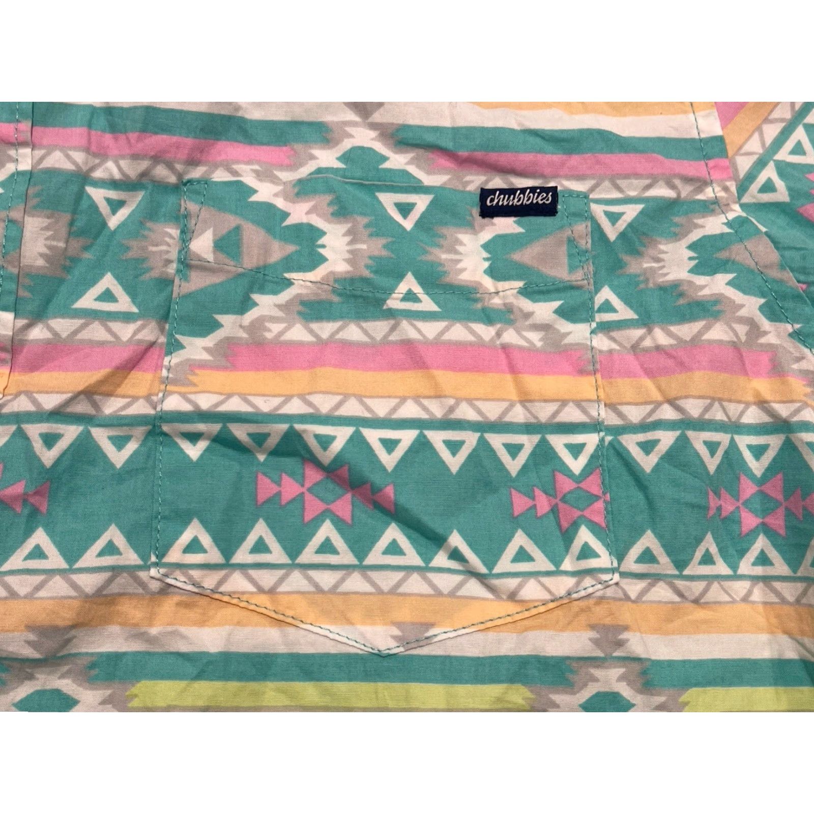 Chubbies Chubbies Shirt Mens L Hawaiian Aztec Stretch Geometric Pattern Button-Up Short Sleeve Collared Pocket Multicolor Seasonal Casual Size US L / EU 52-54 / 3 - 3 Thumbnail