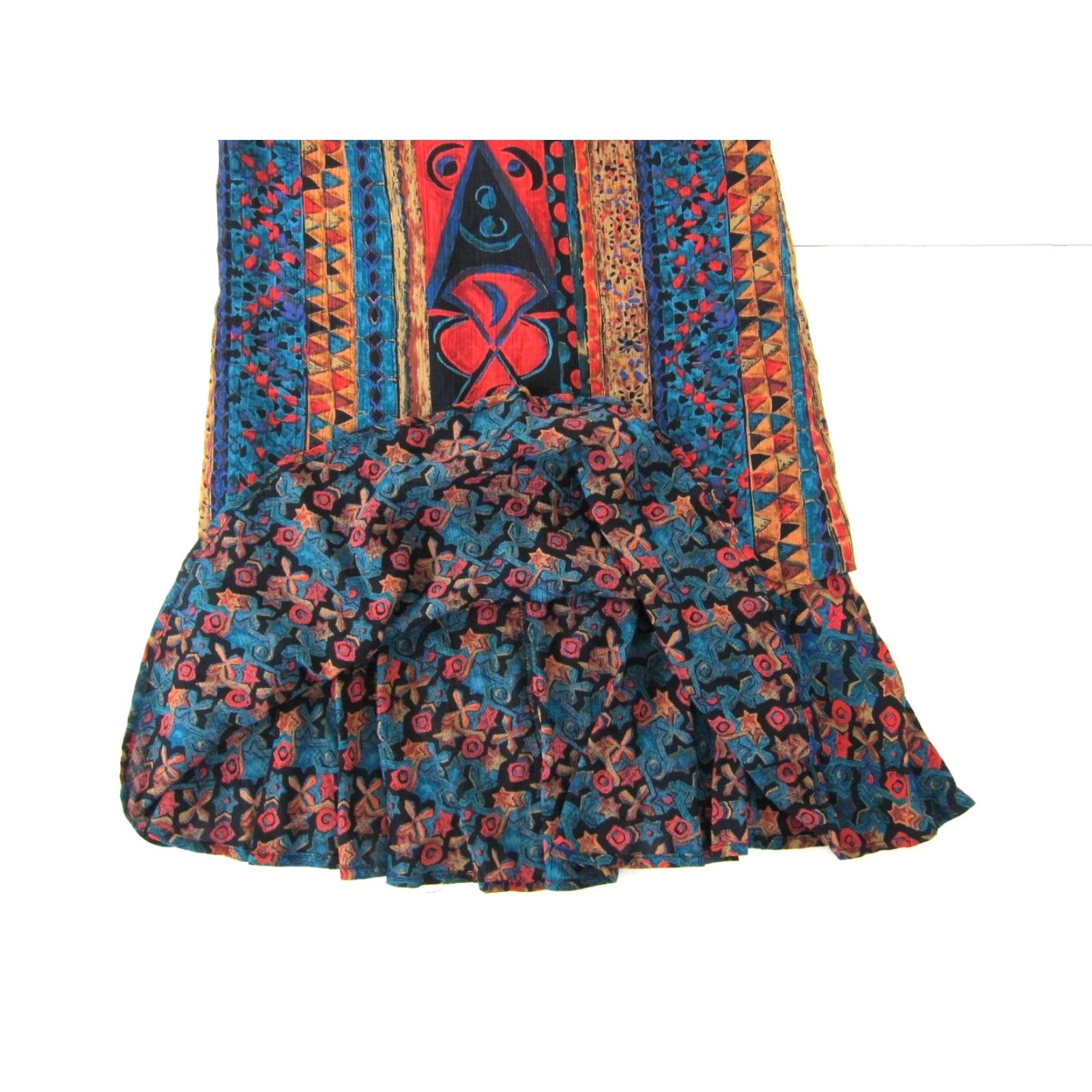 Vintage Vintage Carole Little Red Tunic Shift Dress 2P Short Sleeve Abstract Batik 90s Vintage Womens Dress 2P Size 26" / US 2 / IT 38 - 8 Thumbnail