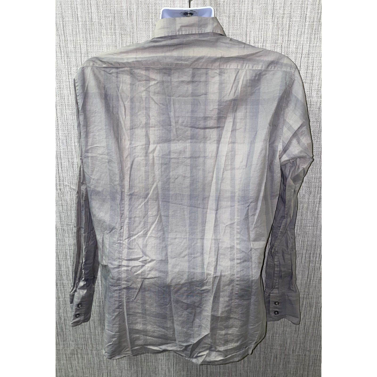 Hugo Boss HUGO BOSS Shirt Mens Gray Regular Long Sleeve Size L Button-Down Collar Plaid Cotton Button-Up Regular Fit Size US L / EU 52-54 / 3 - 5 Thumbnail
