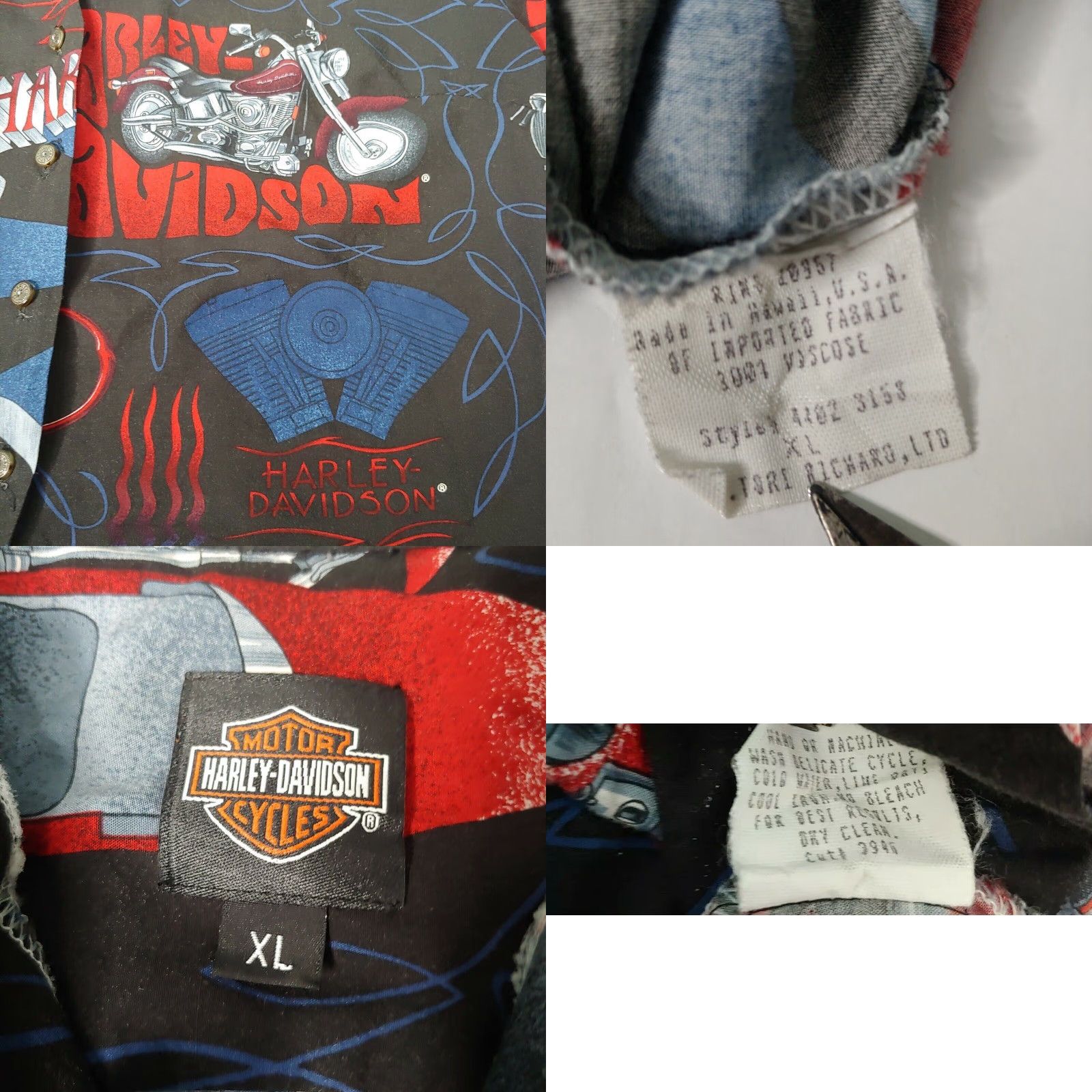 Harley Davidson Harley-Davidson Shirt Women L Black Multicolor Tori Richard for Harley-Davidson Blouse Casual Short Sleeve Biker Motorcycle Size L / US 10 / IT 46 - 8 Thumbnail
