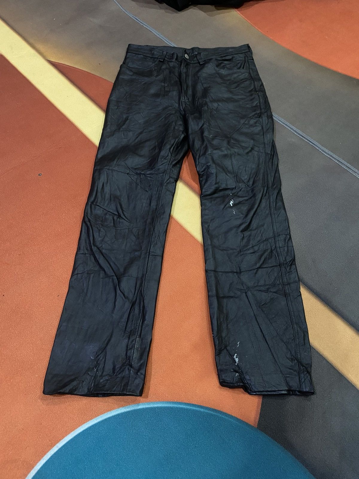 Genuine Leather Azzure Black Leather Pants - Vintage Straight-Leg Style Size US 31 - 12 Thumbnail