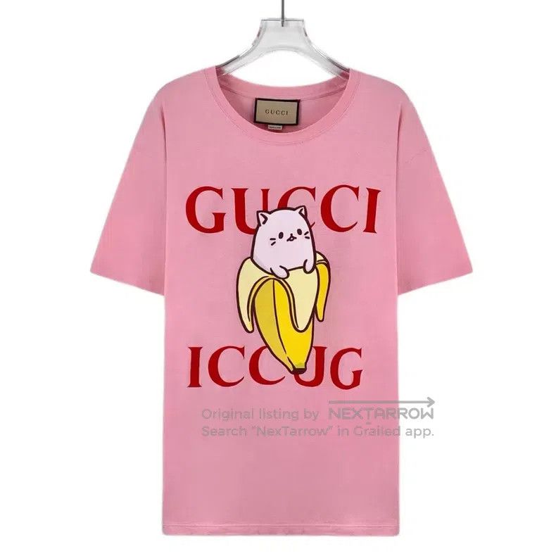 Gucci Gucci Pink banana cat print cotton round-neck short-sleeve Size XS / US 0-2 / IT 36-38 - 1 Thumbnail