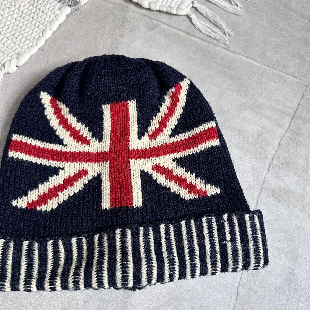 Hysteric Glamour × Undercover 00s British Britain Flag Knit Beanie Hat Stussy Vibe Size ONE SIZE - 2 Thumbnail