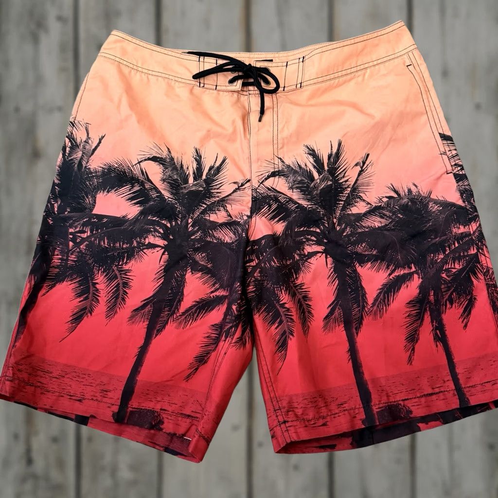 Gap GAP Mens Large Board Shorts Palm Sunset Lightweight Drawstring Swim Size US 33 - 1 Thumbnail