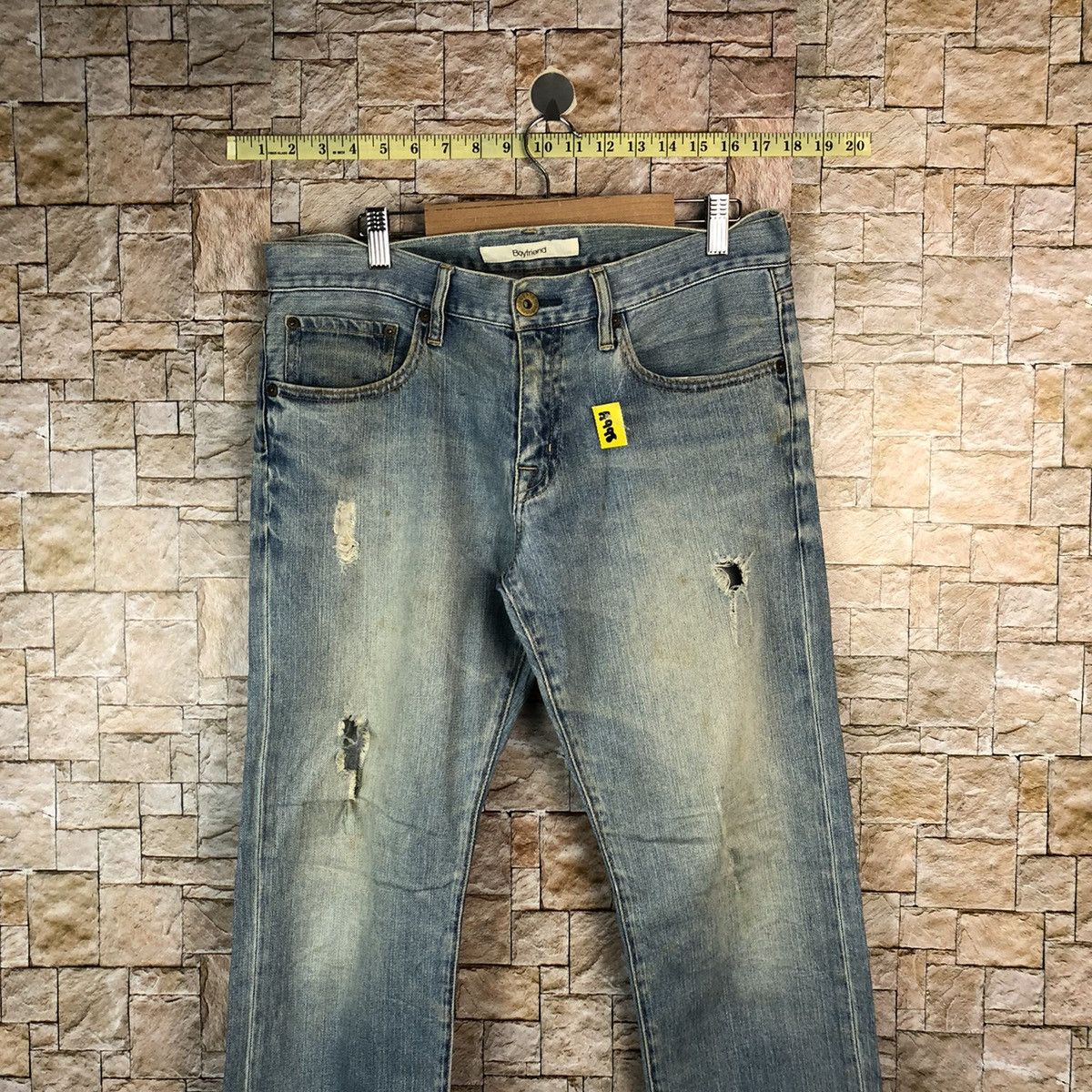 Uniqlo Uniqlo Boyfriend Blue Distressed Denim Pants #A998 Size US 32 / EU 48 - 2 Thumbnail