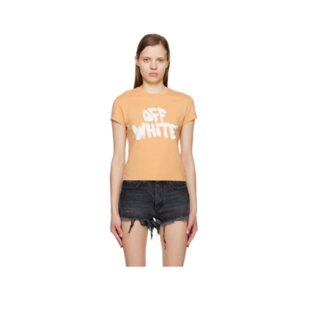 Off-White o1y1225 Crewneck T-Shirt in Orange/White Size S / US 4 / IT 40 - 1 Thumbnail