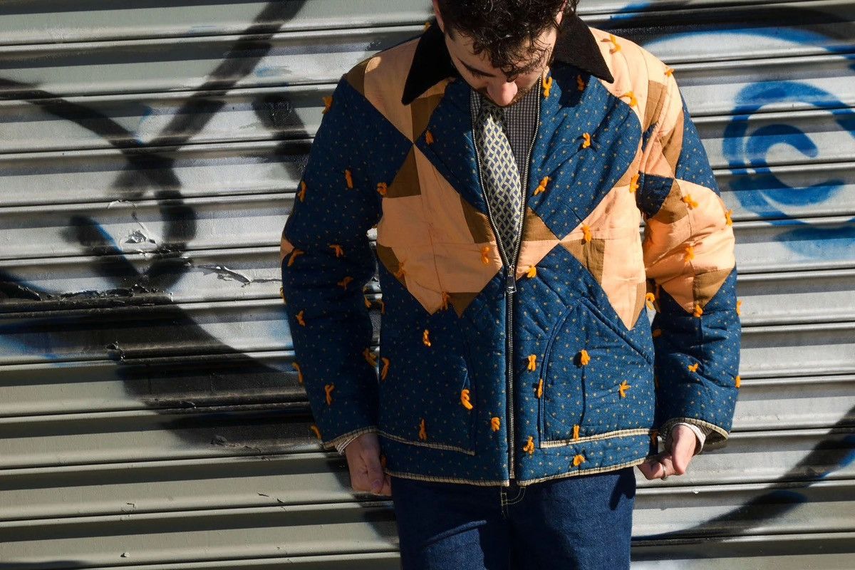 Other Indigo & Rust Upcycled 1930s Quilt Jacket Size US M / EU 48-50 / 2 - 2 Thumbnail