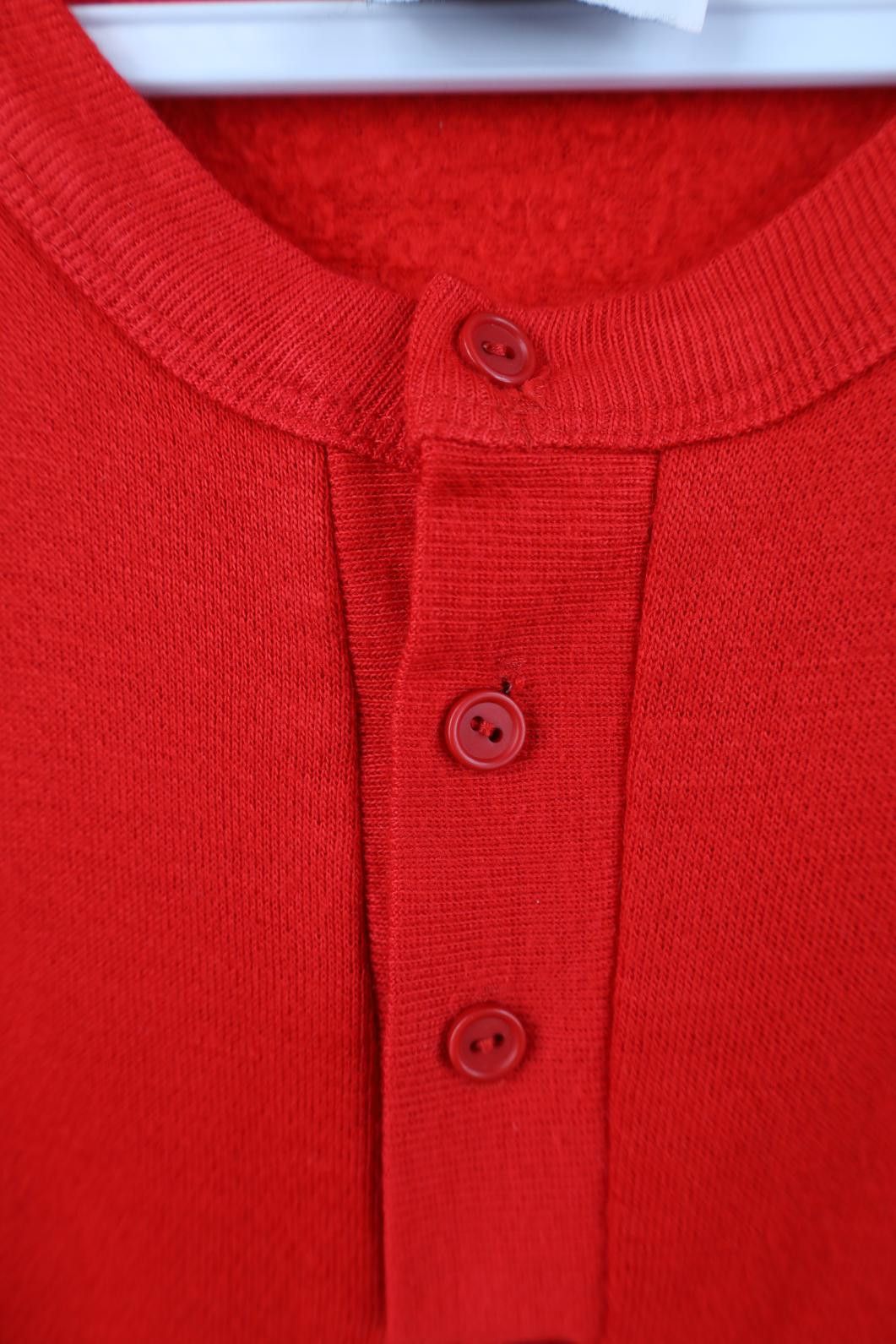 Vintage Vintage 80s 90s Streetwear Faded Henley Sweatshirt Red USA Size US S / EU 44-46 / 1 - 4 Thumbnail