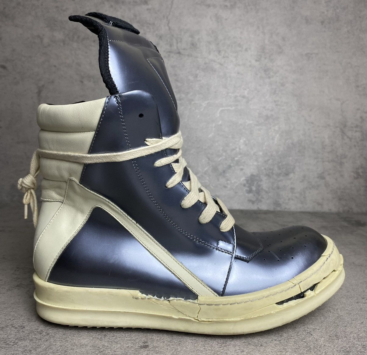 Rick Owens RICK OWENS - SS15 FAUN METALLIC SILVER GEOBASKET Size US 8 / IT 38 - 3 Thumbnail