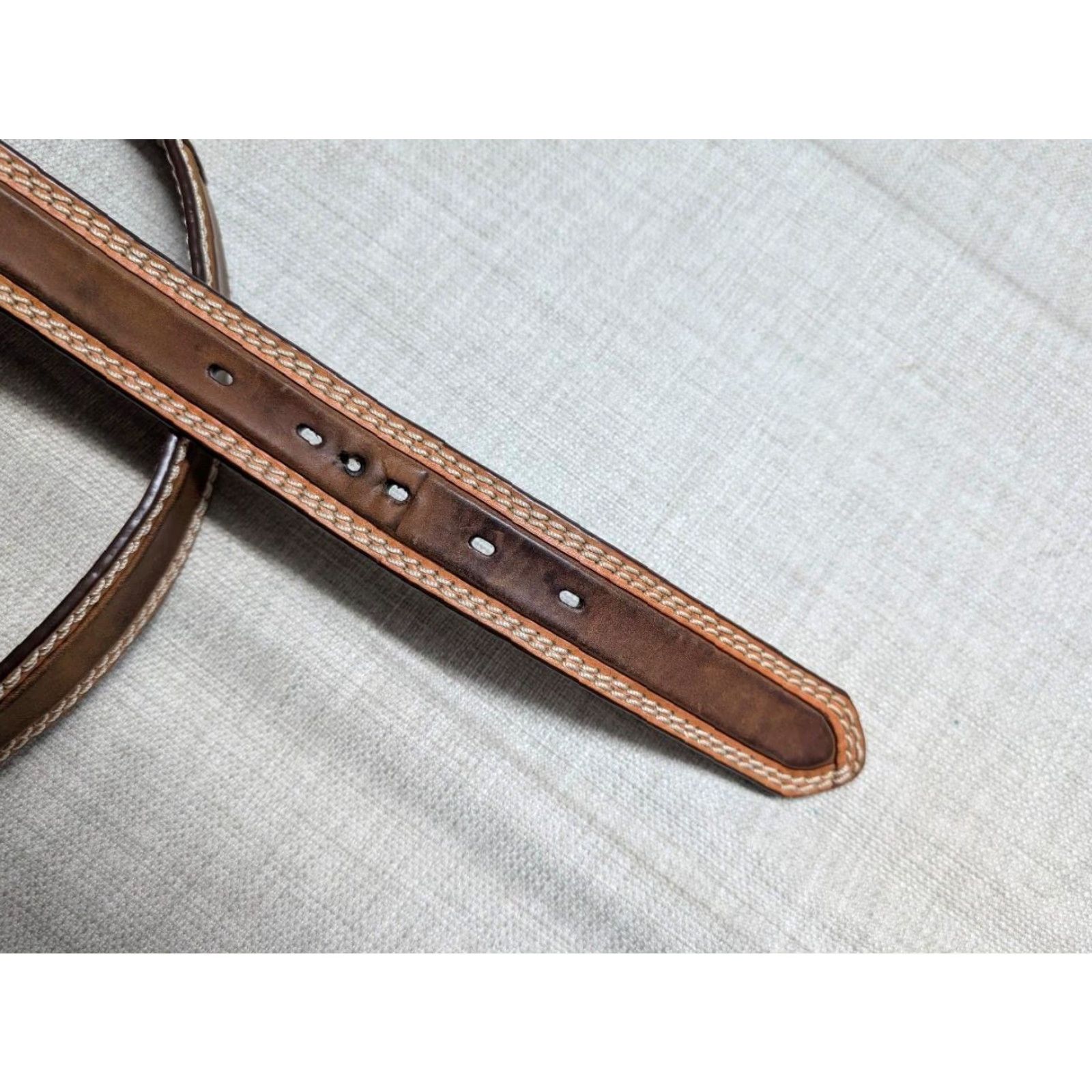 Tony Lama VINTAGE Tony Lama Western Belt Buckle 36 Brown Leather Cowhide Stitched Men Belt 1-3/8" Western Belt 36 Mens Size 36 - 3 Thumbnail