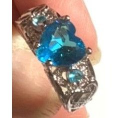 Other Blue Topaz Heart .925 Silver Ring Intricate Filigree Size 9 Size ONE SIZE - 1 Thumbnail