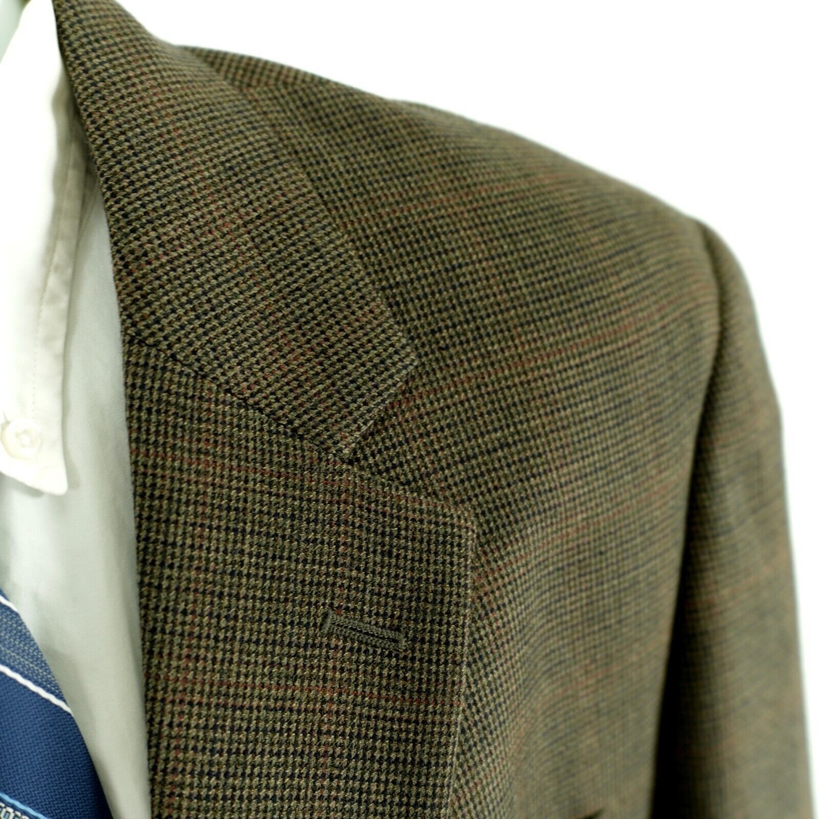 Jos. A. Bank Jos A Bank Thick Wool Green Blue Brown Check Windowpane 2 Bu Size 44R - 3 Thumbnail