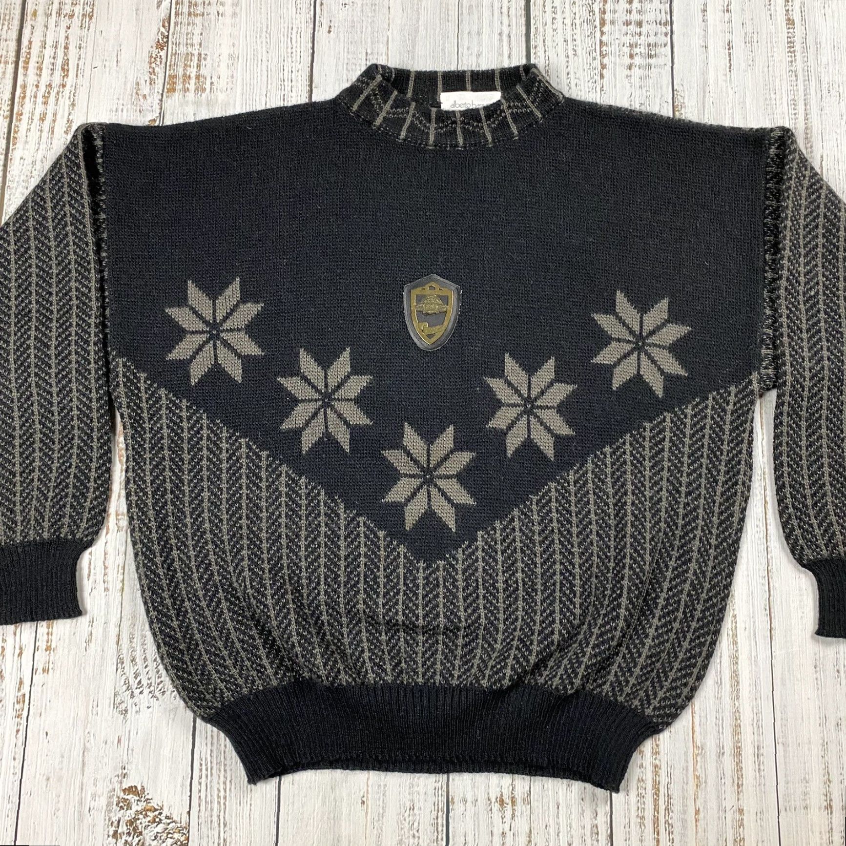 Vintage VINTAGE 80s ALBERTO OTAGO ROWING CLUB SWEATER Crew Neck Casual Black Large Mens Size US L / EU 52-54 / 3 - 3 Thumbnail