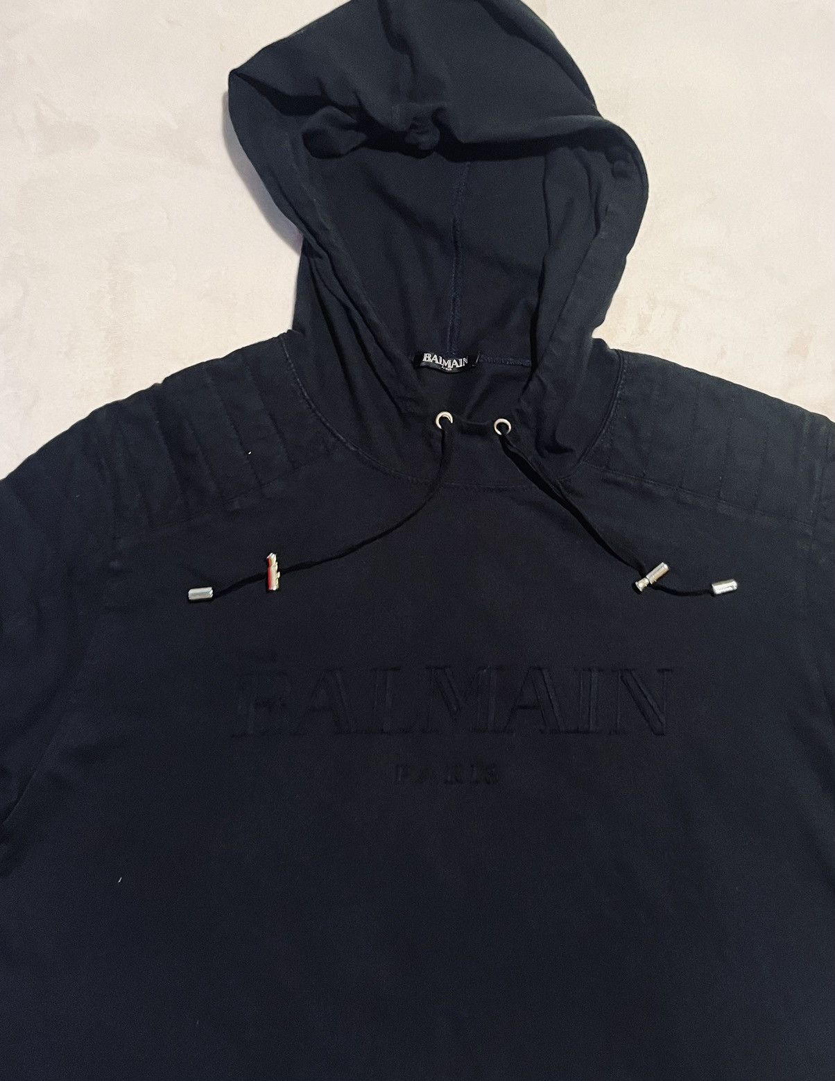 image of Balmain Logo Hoodie in Blue, Men's (Size XL)