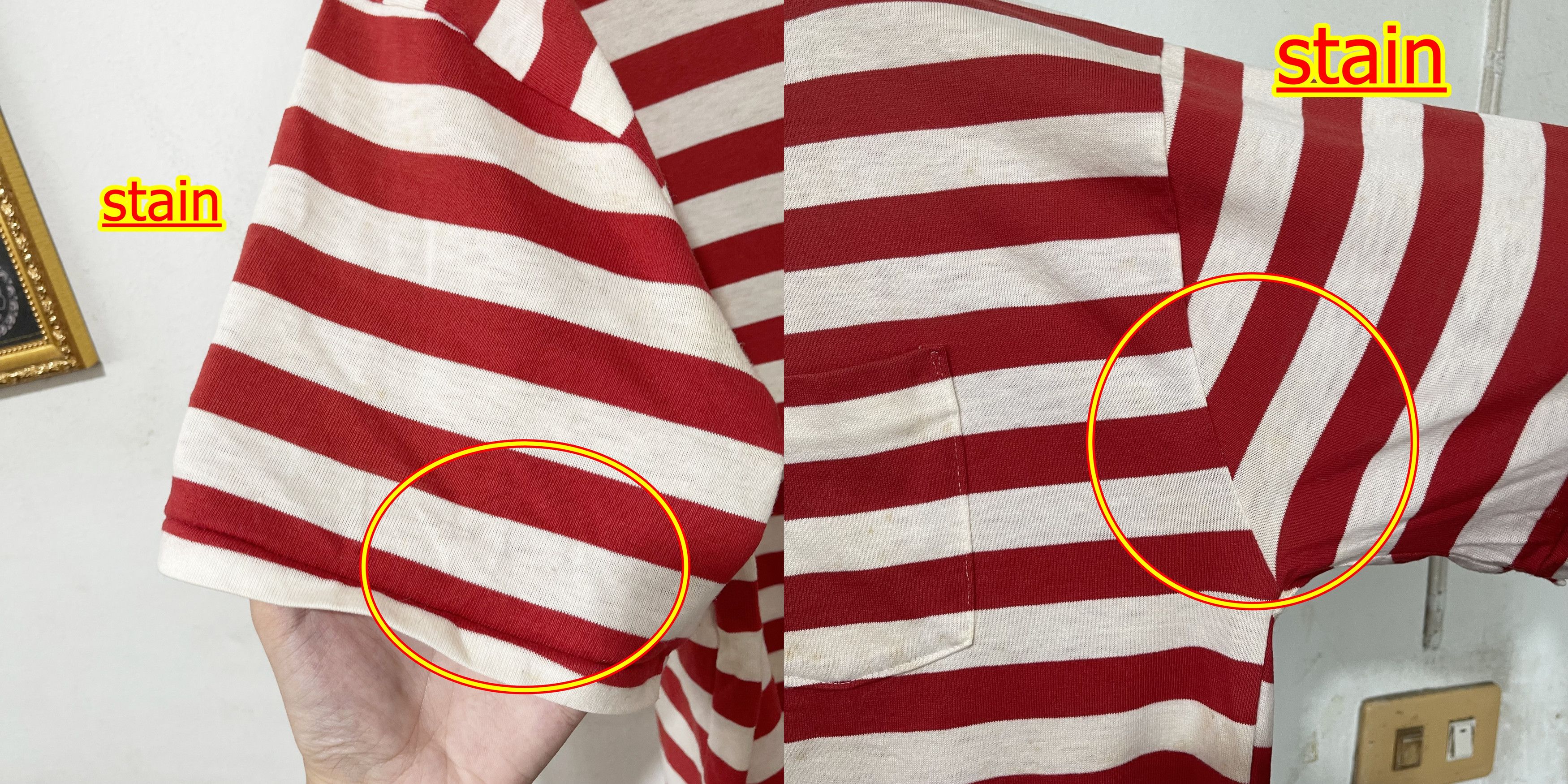 Vintage Vintage 90s Striped Pocket Tee Size US XL / EU 56 / 4 - 6 Thumbnail