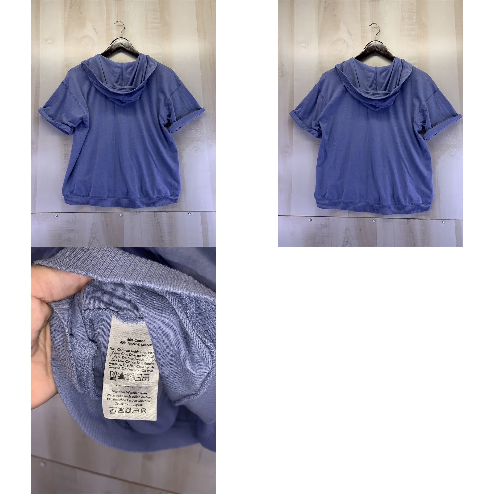 Eddie Bauer Eddie Bauer Womens M Blue Hooded Crop Short Sleeve T-Shirt Top-6328 Size 32" / US 10 / IT 46 - 8 Thumbnail
