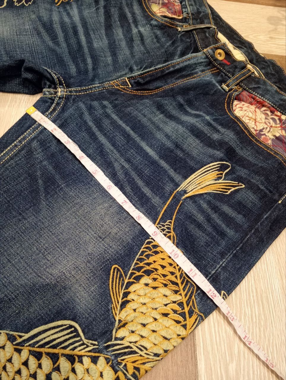 Eternal ETERNAL JAPAN SUKAJAN SUGOI FISH EMBROIDERY BLUE DENIM PANTS Size US 34 / EU 50 - 20 Thumbnail