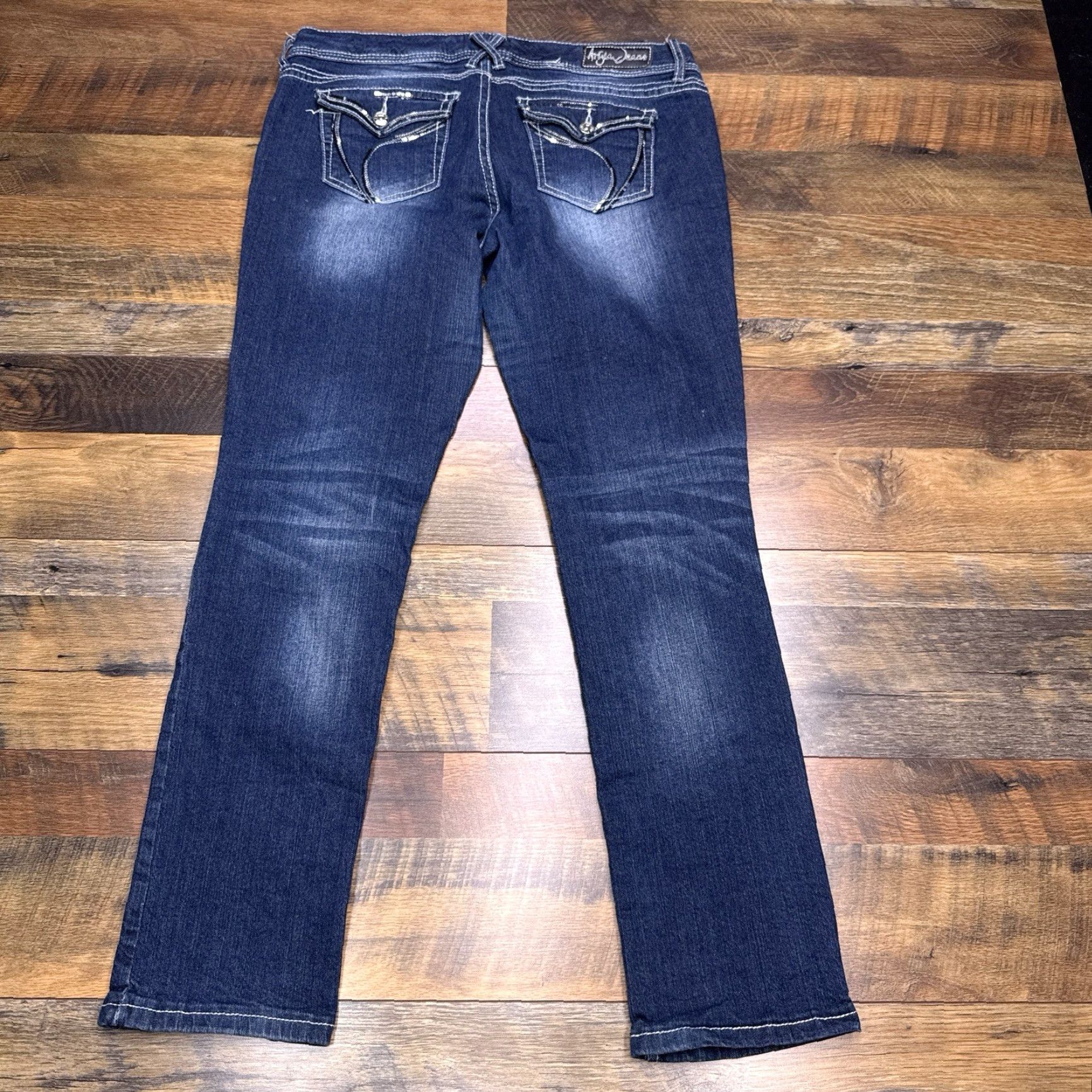 Vintage Ariya Jeans Jeans Distressed Sequin Mid Rise Stretch 5-Pocket Denim 34 (Juniors) Blue Womens Boys, Girls? Size 34" / US 12 / IT 48 - 3 Thumbnail