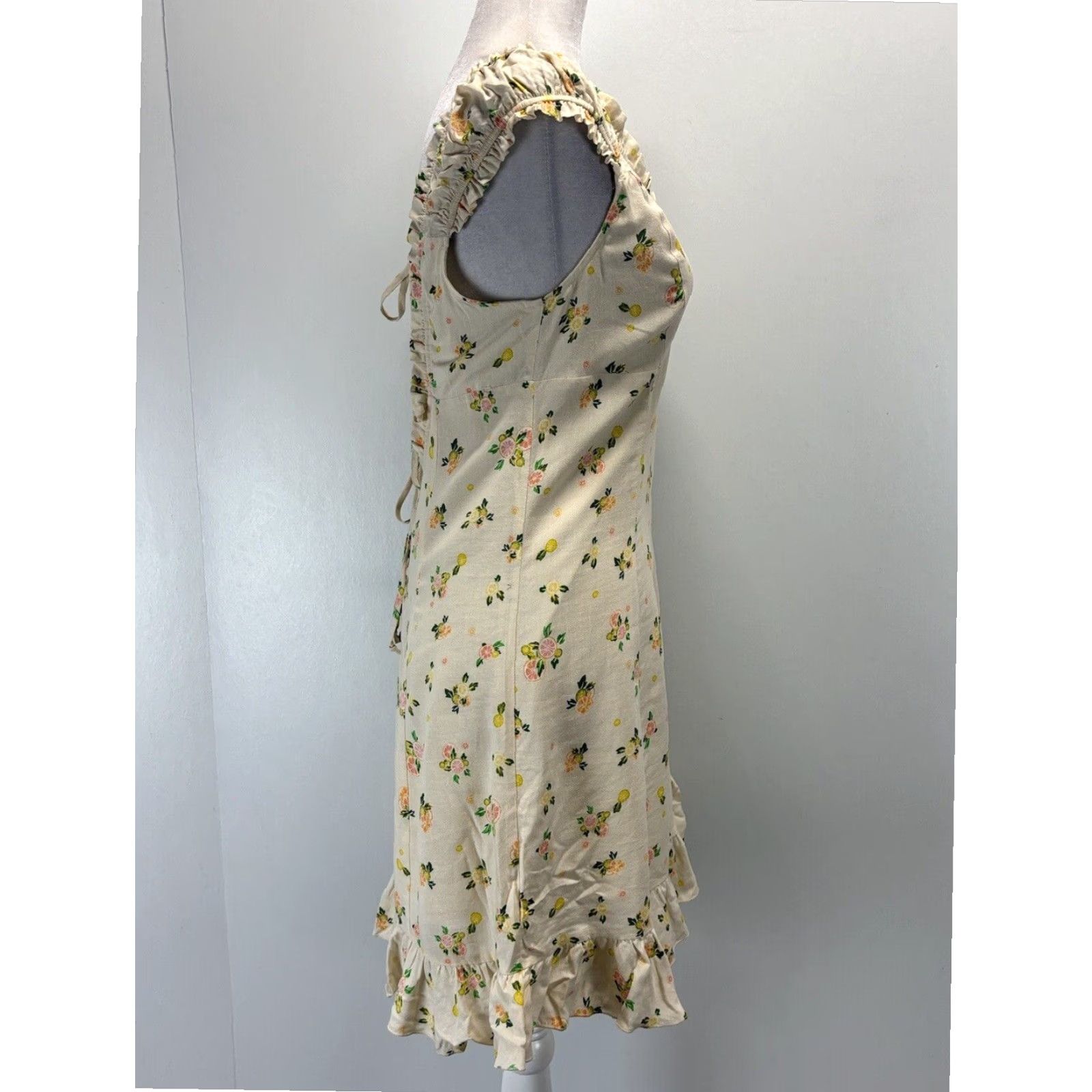 Free People Free People Mini Dress Small Extra Large Womens Citrus Print Linen Blend Size S / US 4 / IT 40 - 4 Thumbnail
