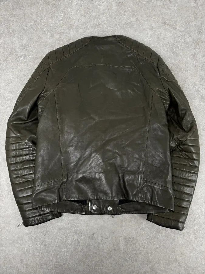 Balmain 2000s Balmain Khaki Quilted Biker Leather Jacket Size US M / EU 48-50 / 2 - 5 Thumbnail