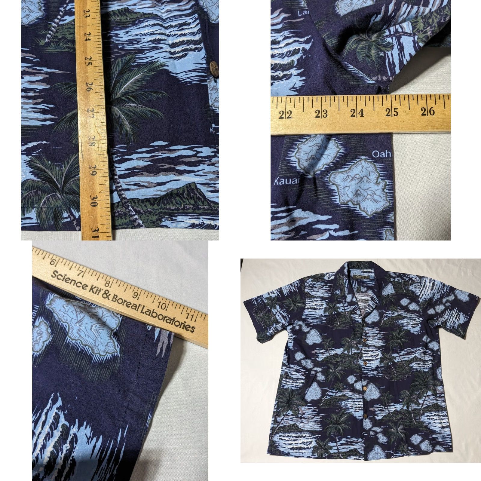 Vintage FAVANT Men XL Blue Floral 100% Cotton Hawaii Map Print Hawaiian Camp Shirt Size US XL / EU 56 / 4 - 8 Thumbnail