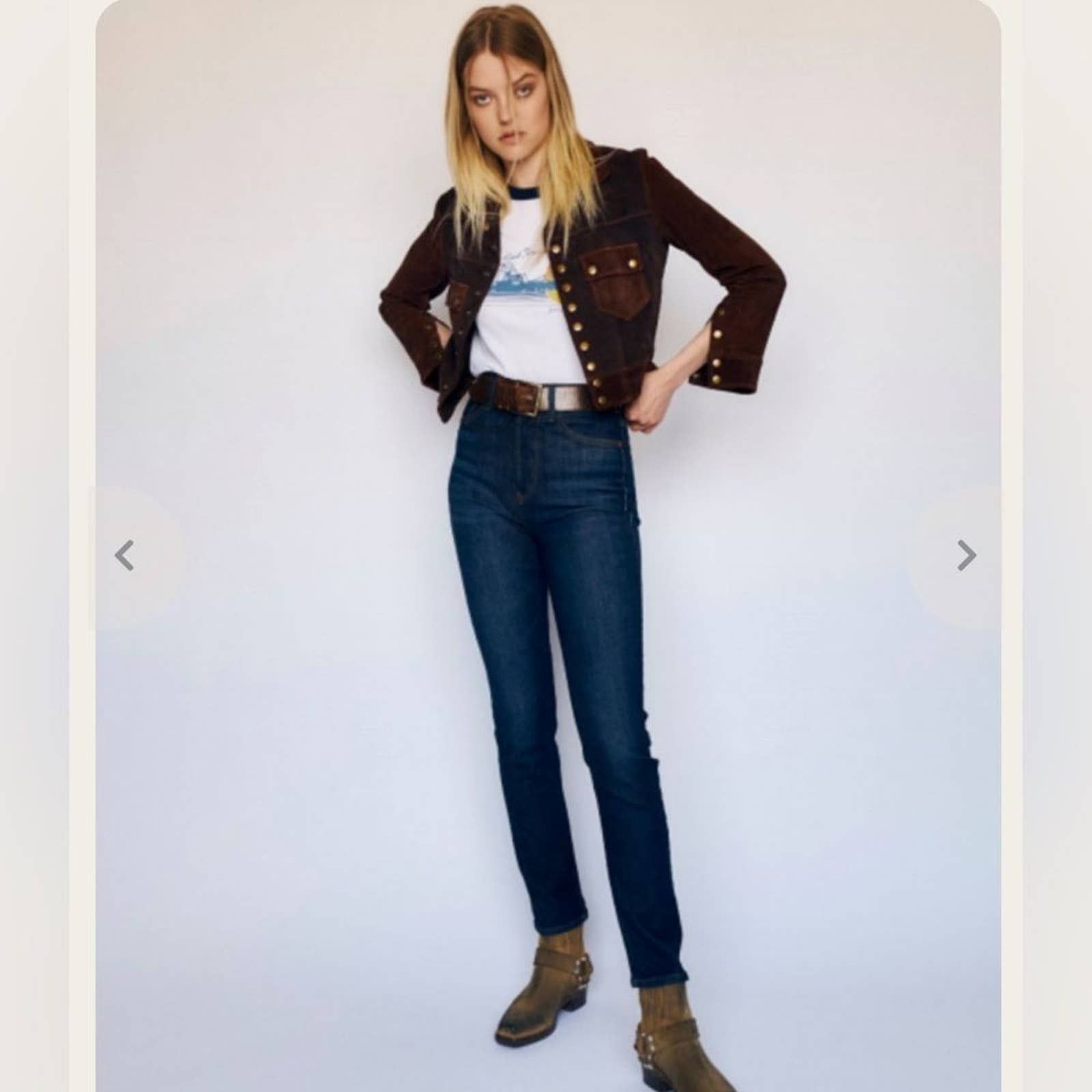 image of Redone NWT Re/done High Rise Ankle Crop In Midnight Blue, Women's (Size 23)