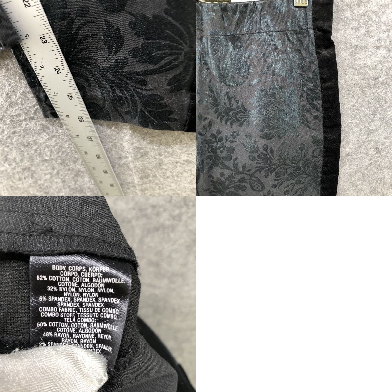 Anthropologie Anthropologie The Essential Skinny Pants Womens 2 Black Jacquard Velvet Floral Cotton Blend Back Zip Slim Skinny Ankle Pant Womens Size 26" / US 2 / IT 38 - 8 Thumbnail