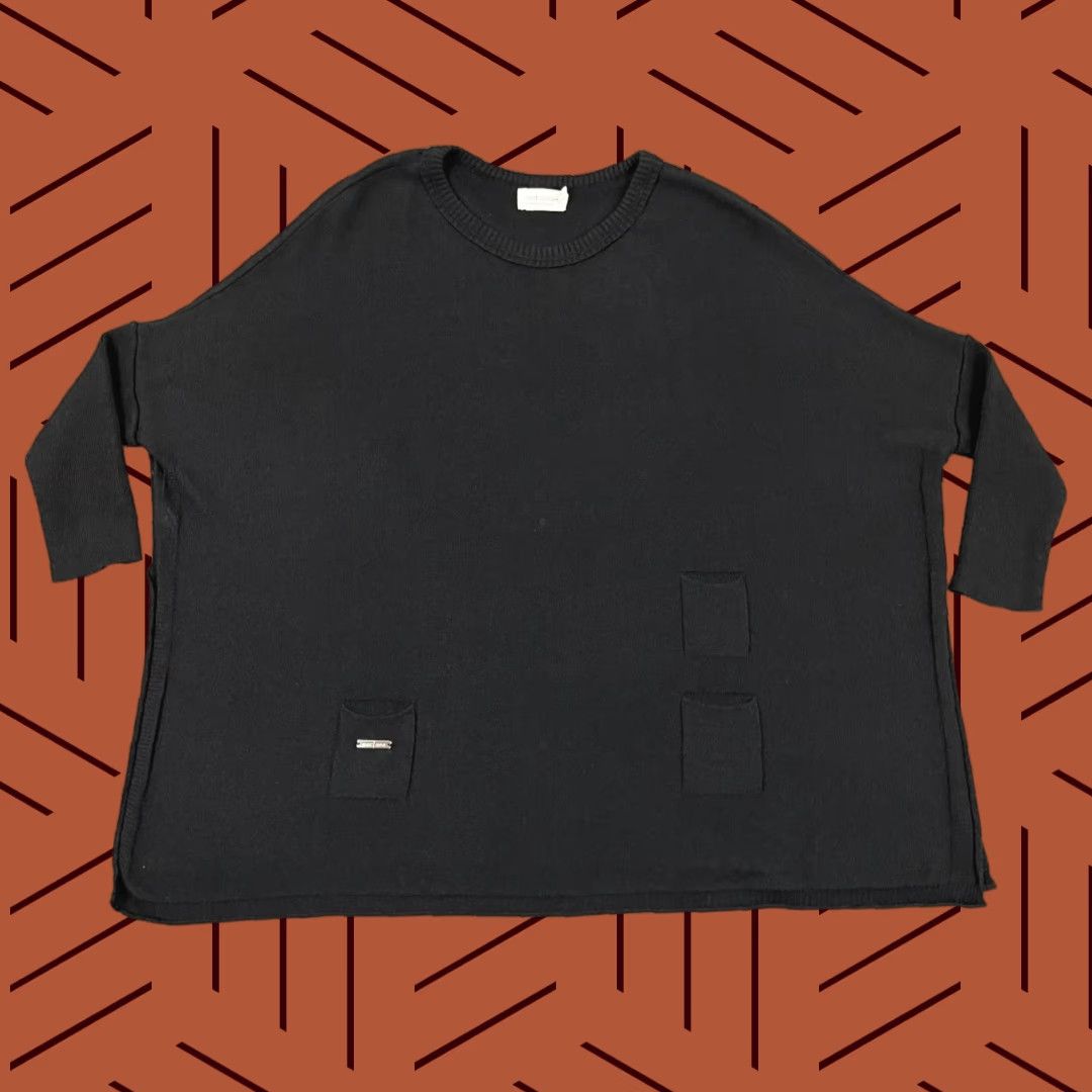 Catalina Mersey Catalina Traveler Sweater Womens Medium Black Knit Pockets Crew Neck 3/4 Sleeve Pullover Women's Knitwear - 90s? (No, vintage not) Size M / US 6-8 / IT 42-44 - 1 Thumbnail