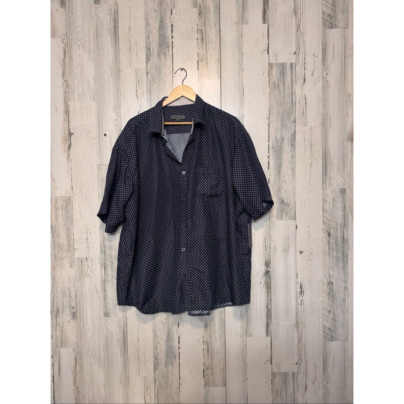 Free Planet Planet B Men’s Short Sleeve Button Up Shirt Blue Geometric P Size US XXL / EU 58 / 5 - 4 Thumbnail
