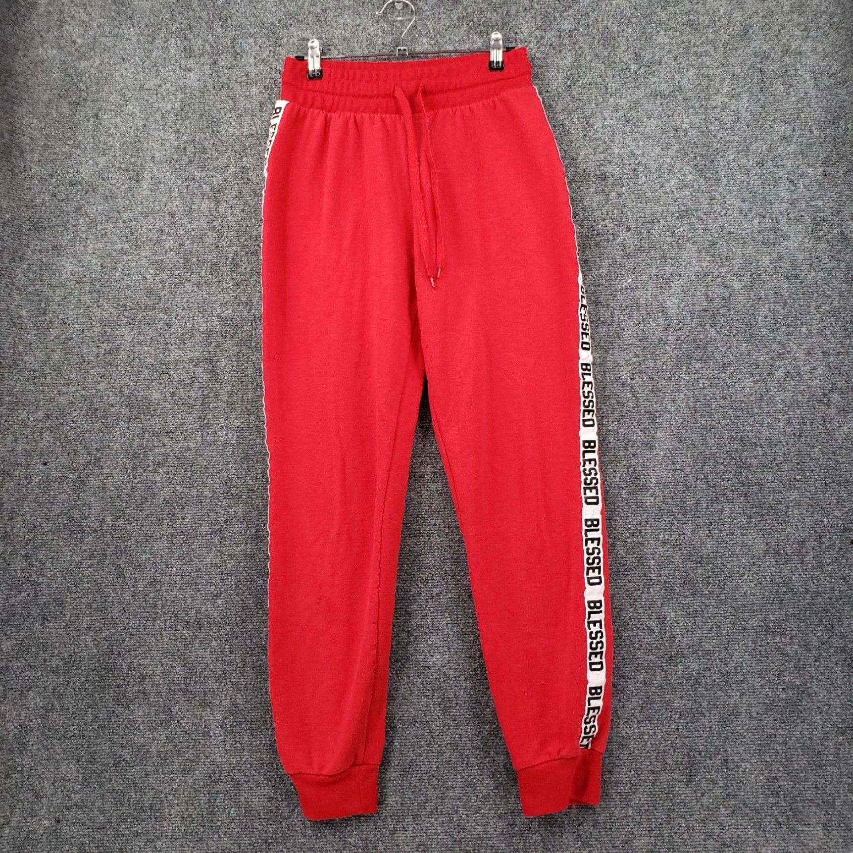 Rue 21 Womens M Medium High Rise Red Blessed Side Tape Bottom Sweatpants Comfortable Fashionable Jogger Pants by Rue21 Grailed