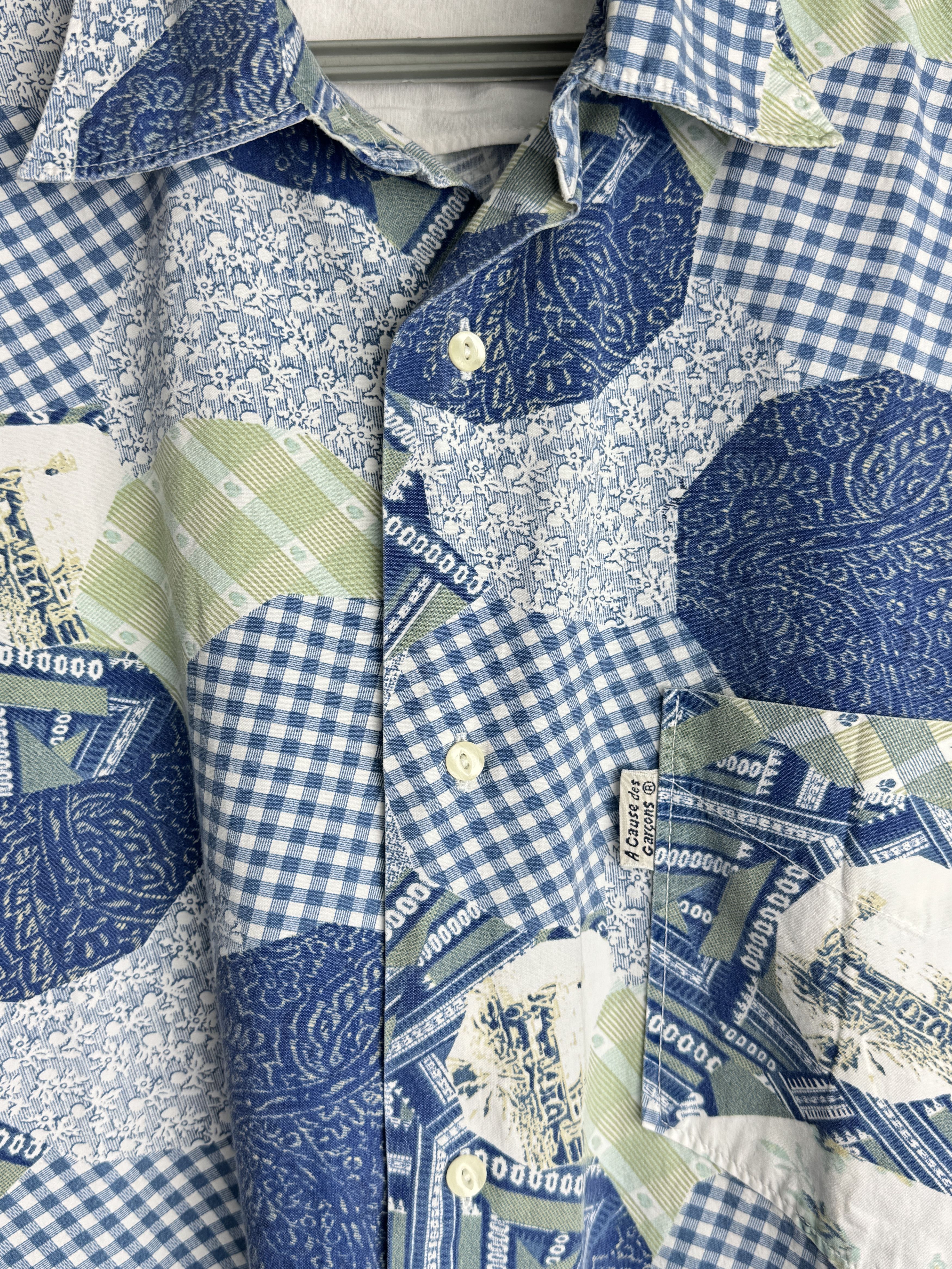 Other × Vintage A CAUSE des GARÇONS men’s patchwork print button up shirt Size US L / EU 52-54 / 3 - 5 Thumbnail