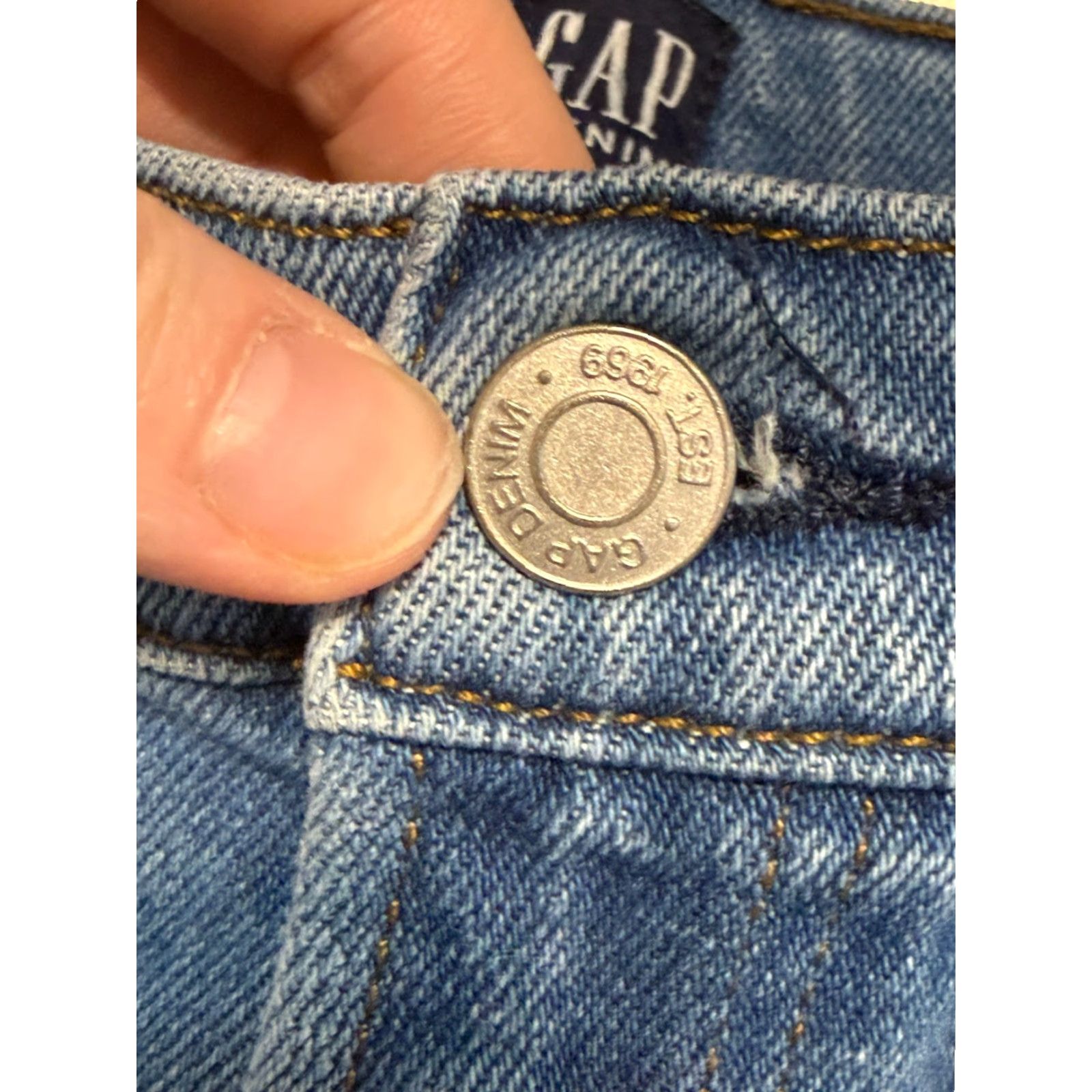 Gap GAP Jeans Women's 25 Petite Blue Denim Tru Skinny Frayed Hem Distressed Regular Size 42" / US 20 - 4 Thumbnail