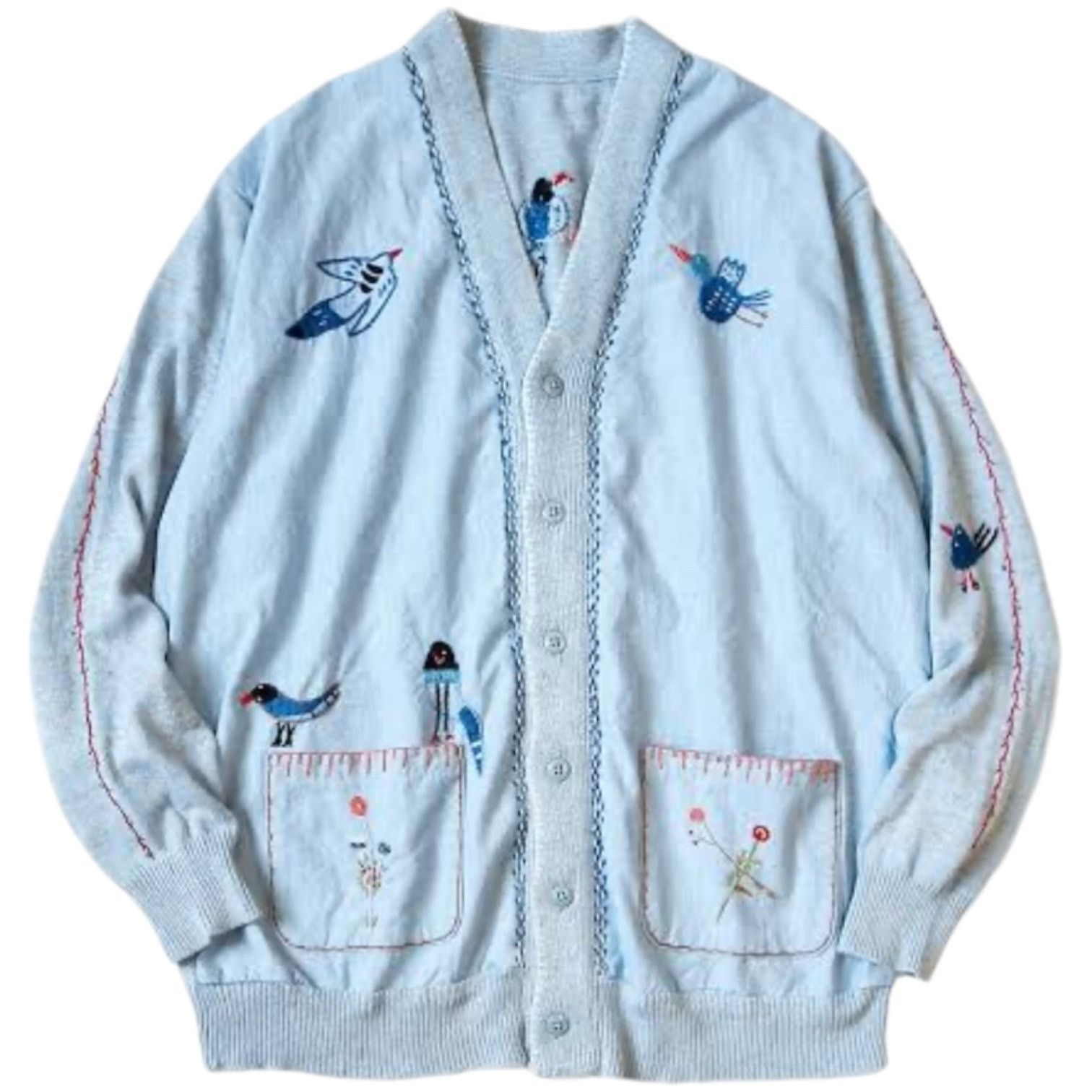 Kapital Kapital Knit x Chambray Cardigan (Magpie Embroidery) Size US S / EU 44-46 / 1 - 1 Thumbnail
