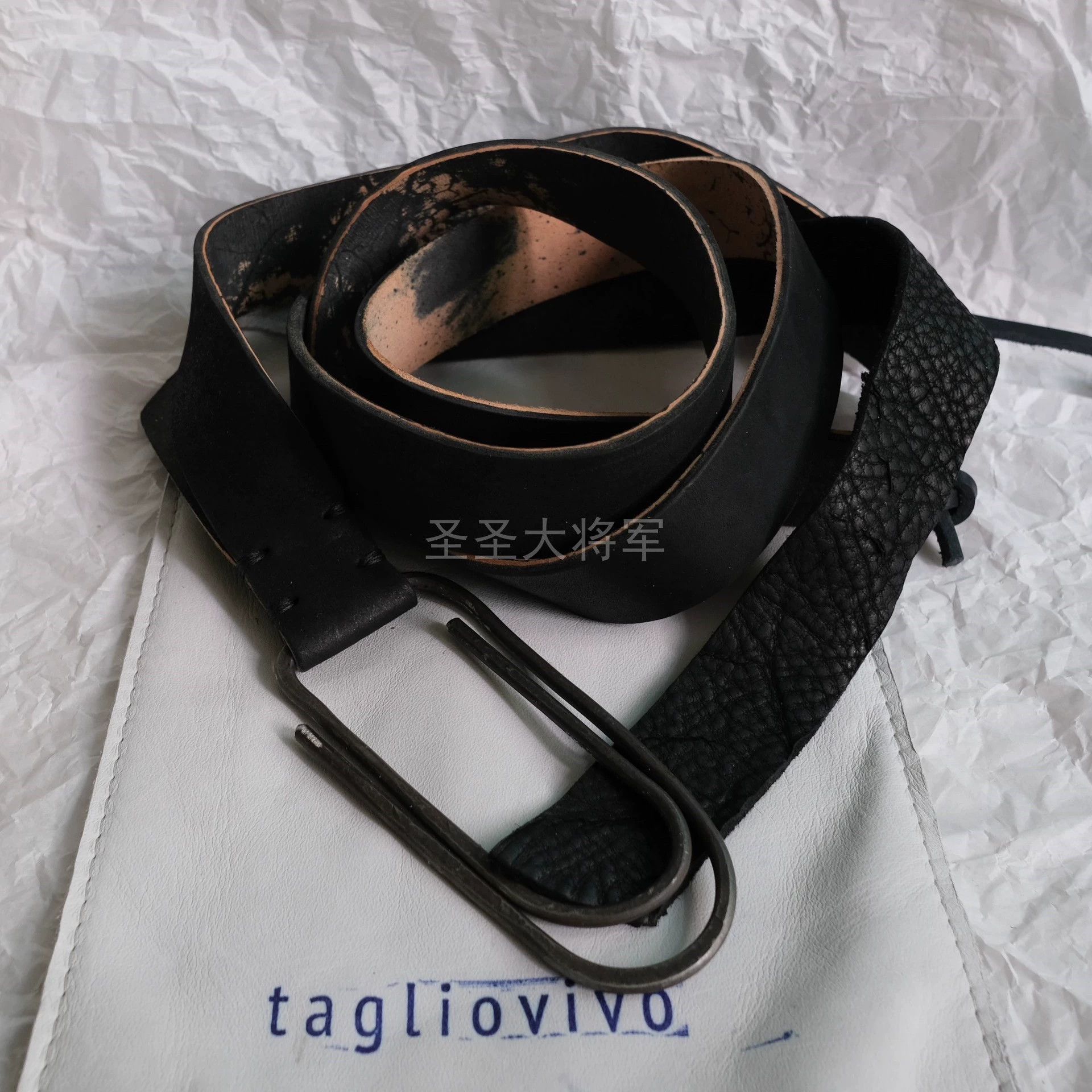 Tagliovivo Tagliovivo Vintage Natural Leather Iron Buckle Long Belt Size ONE SIZE - 6 Thumbnail