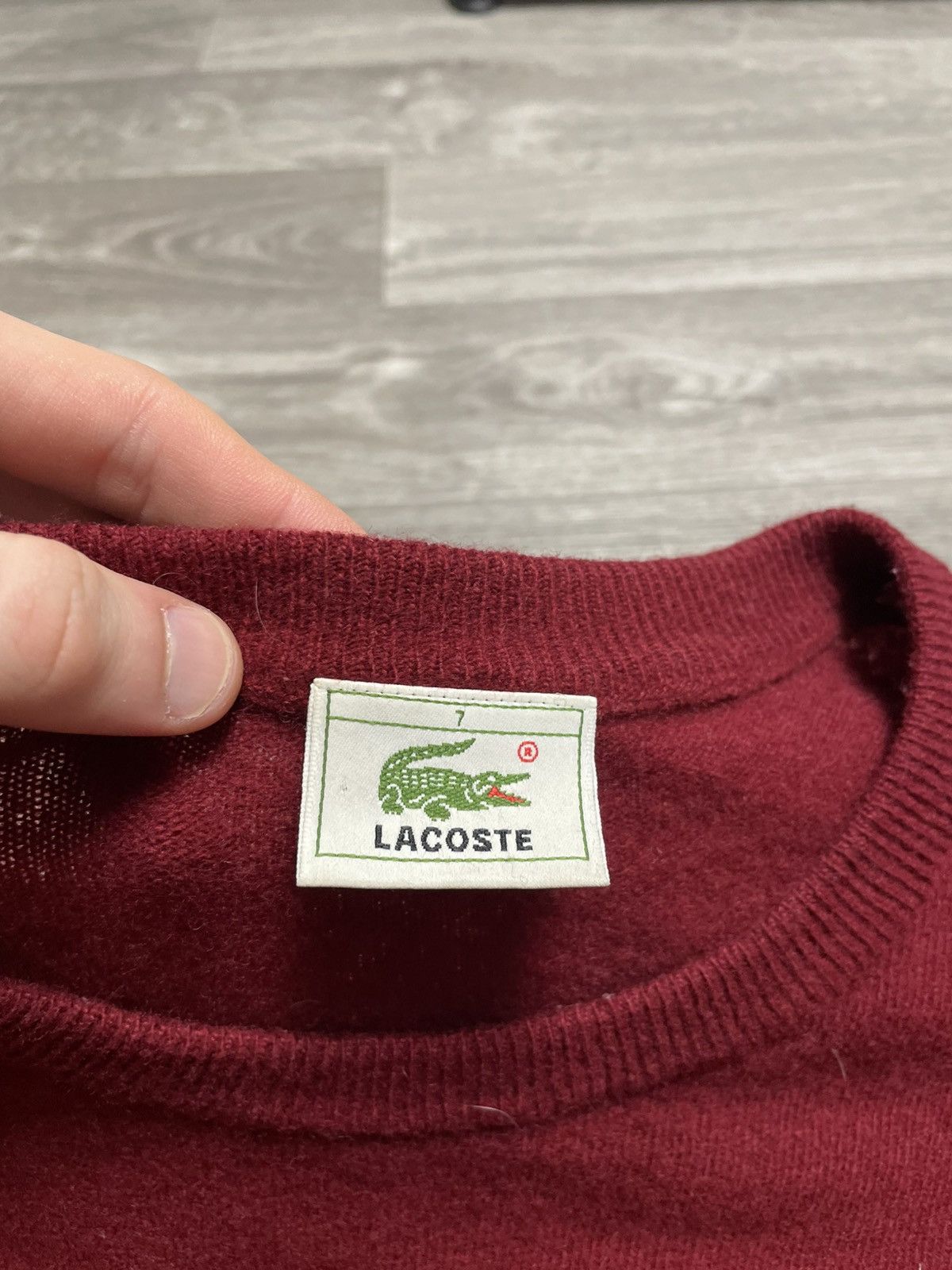 Lacoste Vintage Lacoste Burgundy Lambswool Sweater Size US XL / EU 56 / 4 - 11 Thumbnail