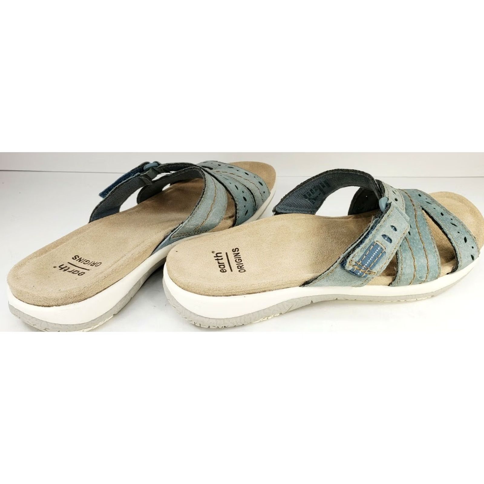 Vintage Earth Origins Savoy Shantel Slide Sandals Womens Morrocan Blue Tan 6M Size US 6 / IT 36 - 3 Thumbnail