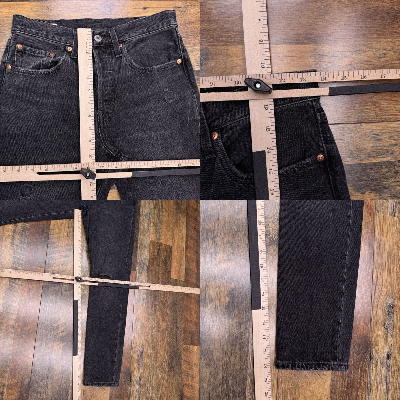 Levi's Levi's 501 Jeans Women High Rise Skinny 26x28 Black Denim 5-Pocket Distressed Slim Vintage 90s Shirts? Size 26" / US 2 / IT 38 - 9 Thumbnail